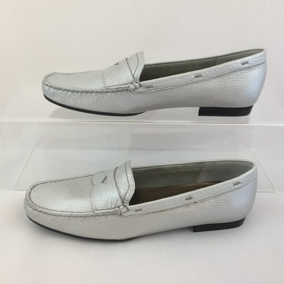 Talbots Brazilian Leather Penny Loafer in Silver- NEW - Picture 15 of 16